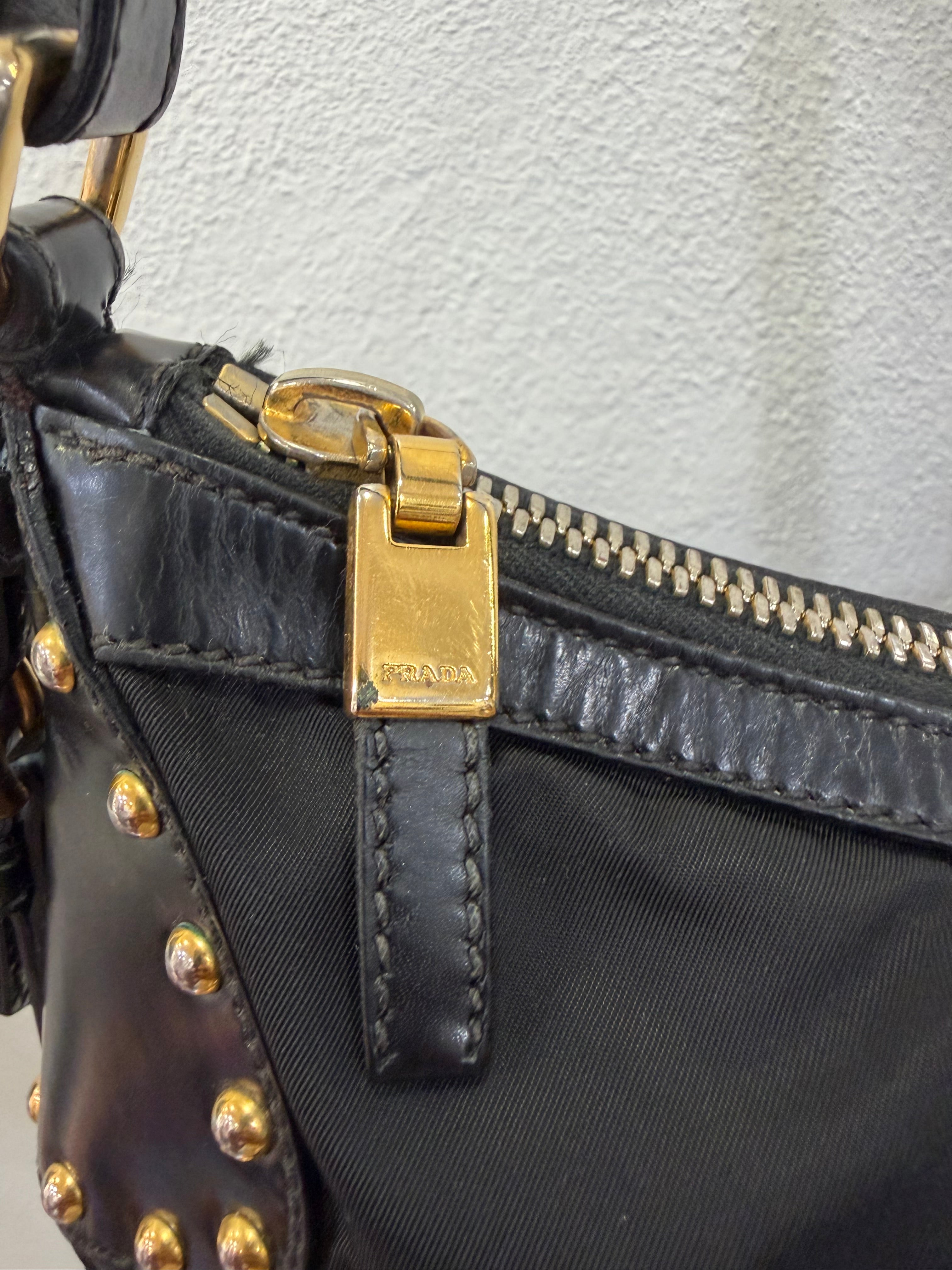 Prada Hobo Nylon e pelle spazzolata
