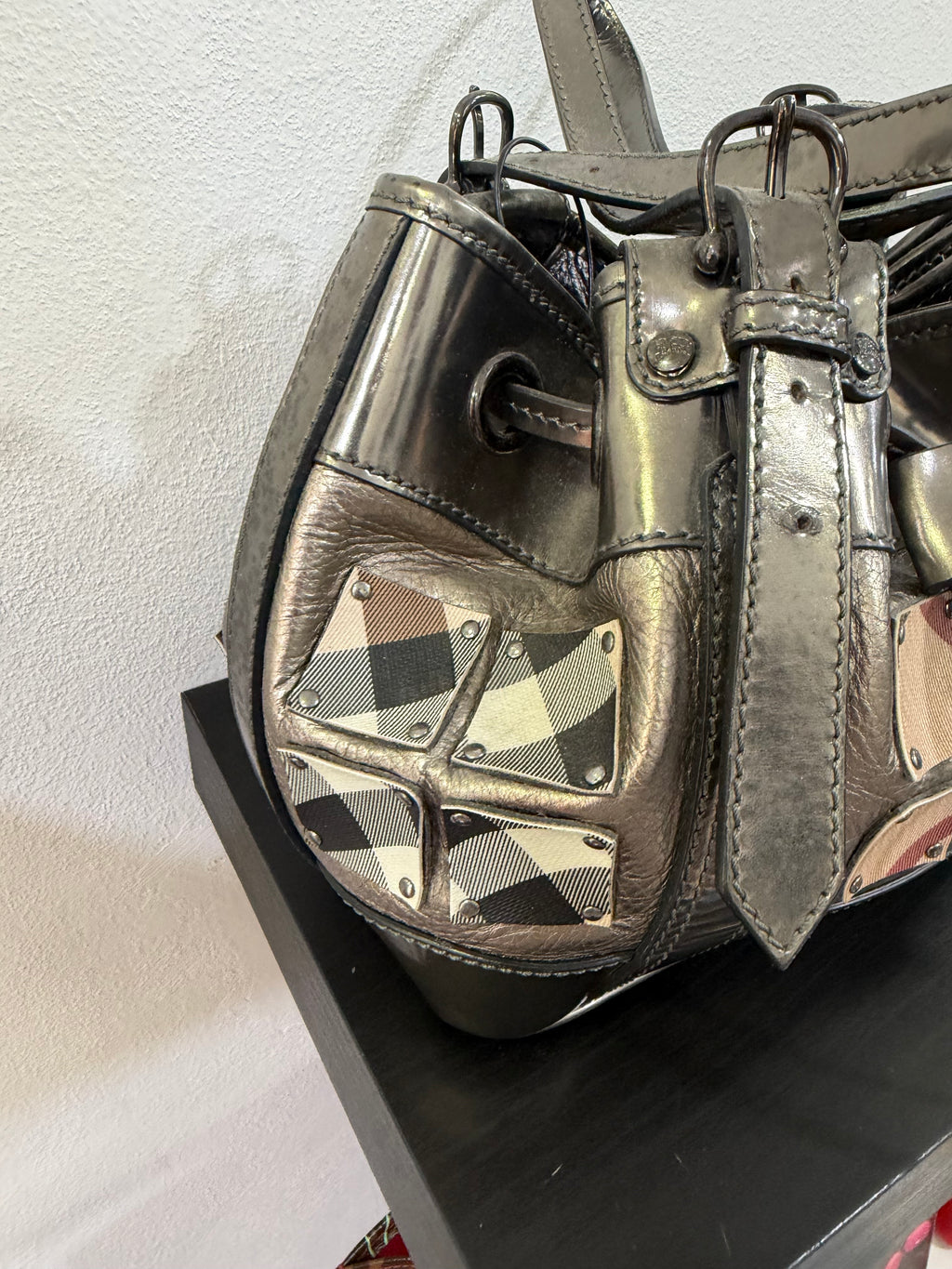 Burberry Bucket argento e tela check
