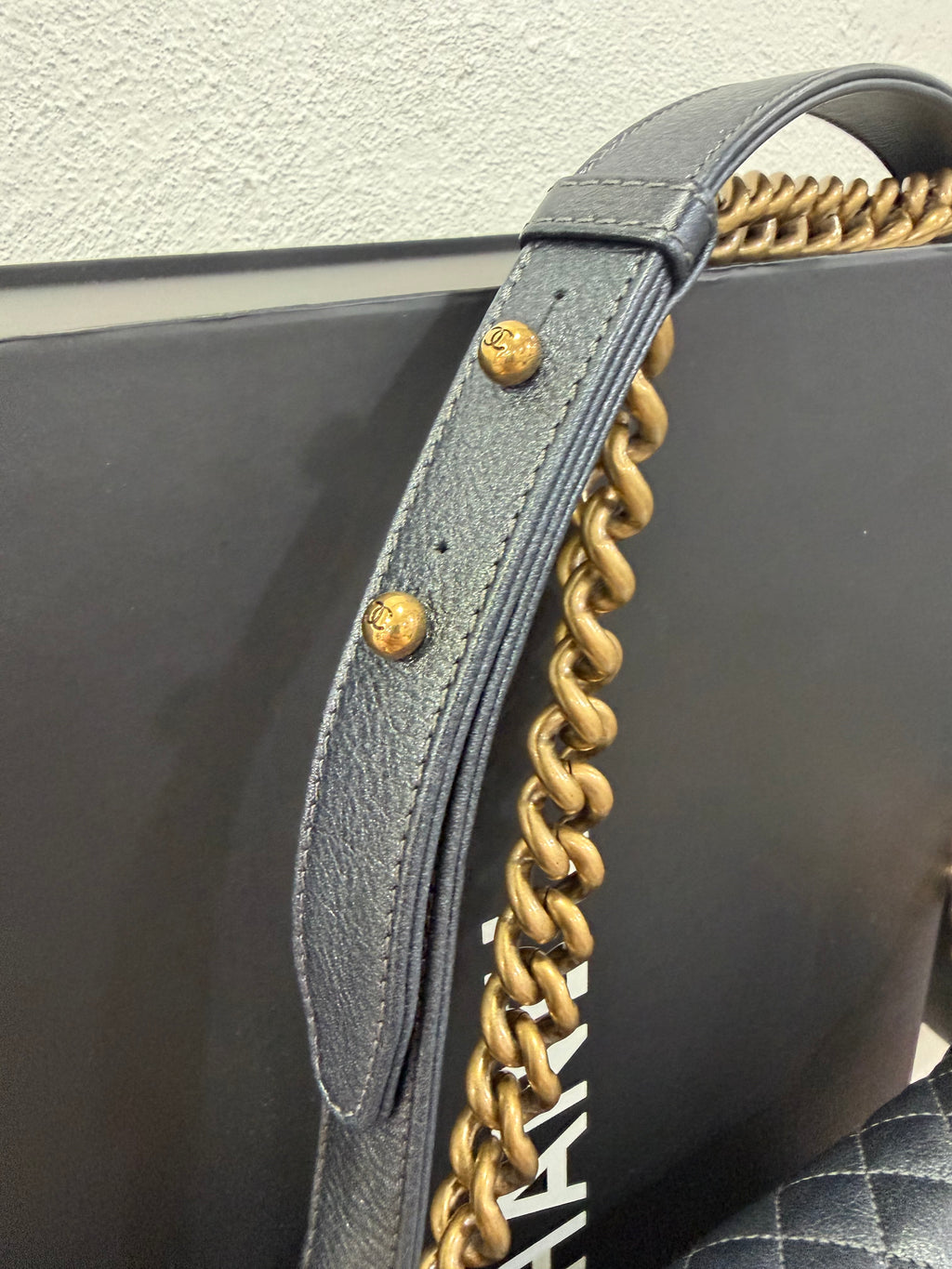 Chanel Boy Medium Grey Pearl