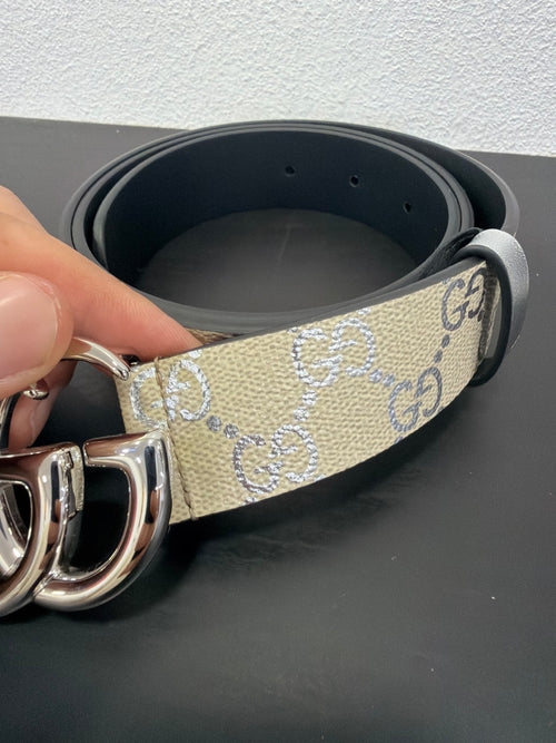 Gucci Cintura in tela GG avorio Con logo Argento 85