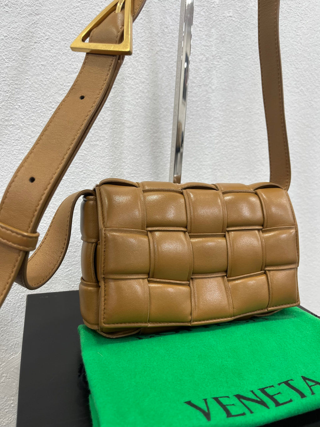 Bottega Veneta Mini Padded Cassette Caramello