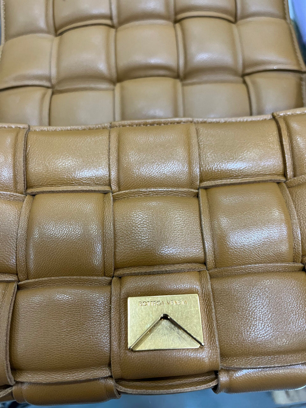 Bottega Veneta Mini Padded Cassette Caramello