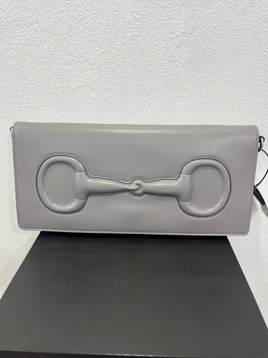 Gucci Clutch Horsebit in pelle grigia