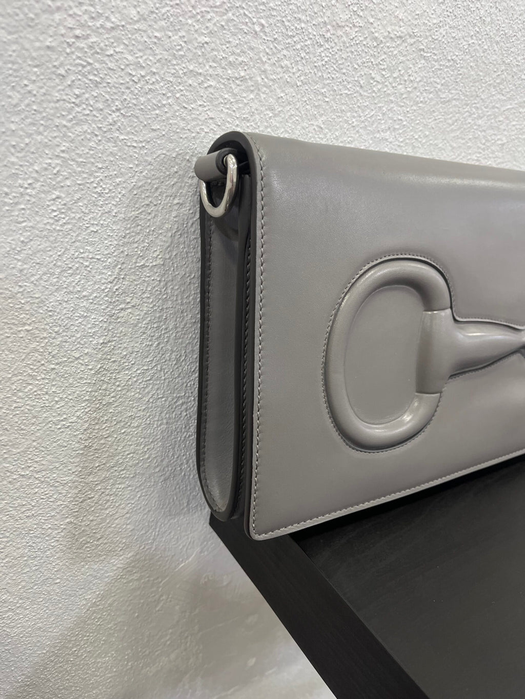 Gucci Clutch Horsebit in pelle grigia