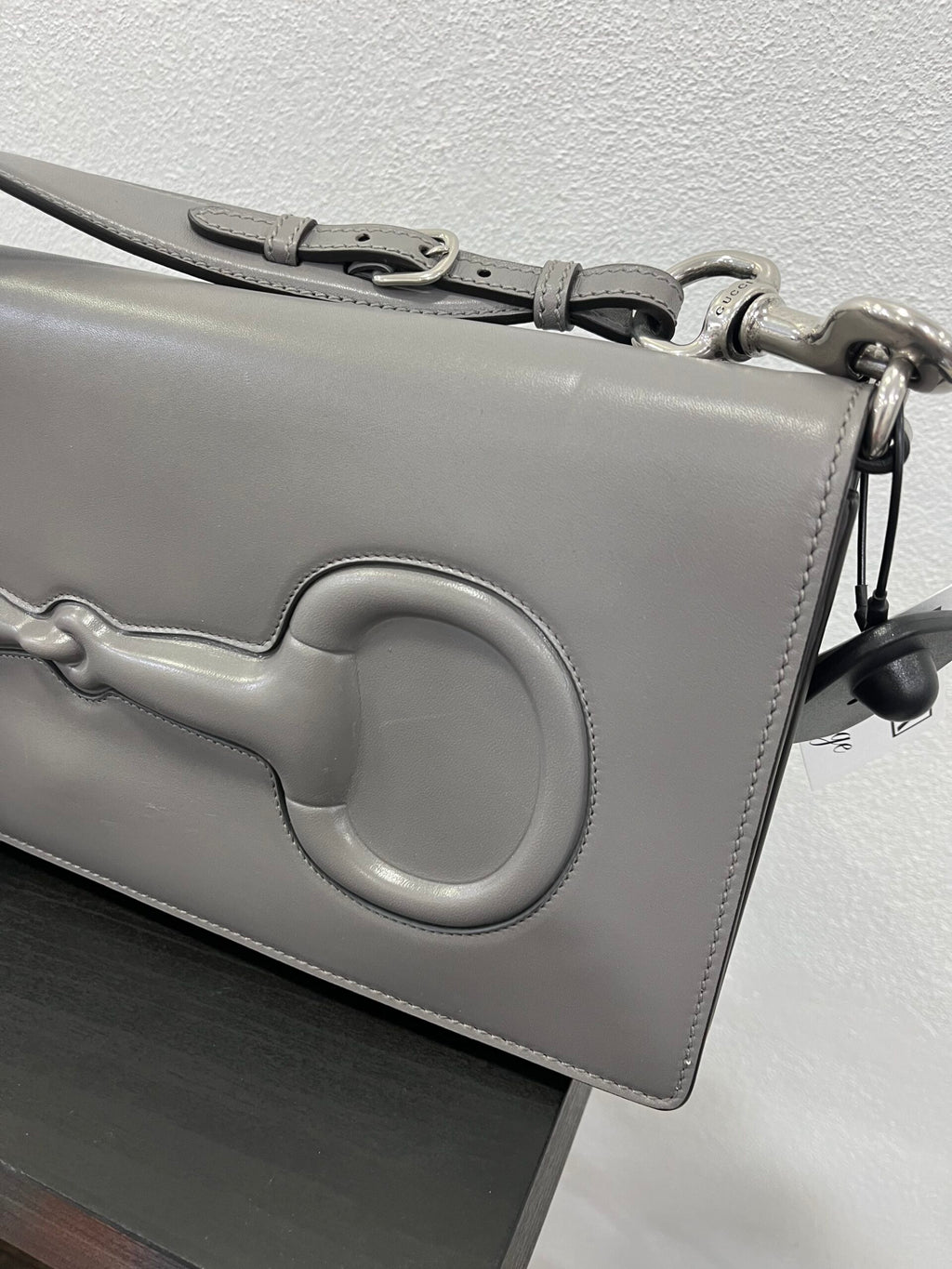 Gucci Clutch Horsebit in pelle grigia