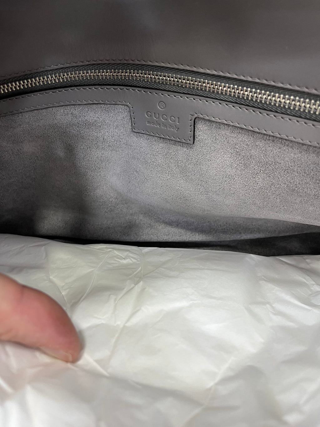 Gucci Clutch Horsebit in pelle grigia