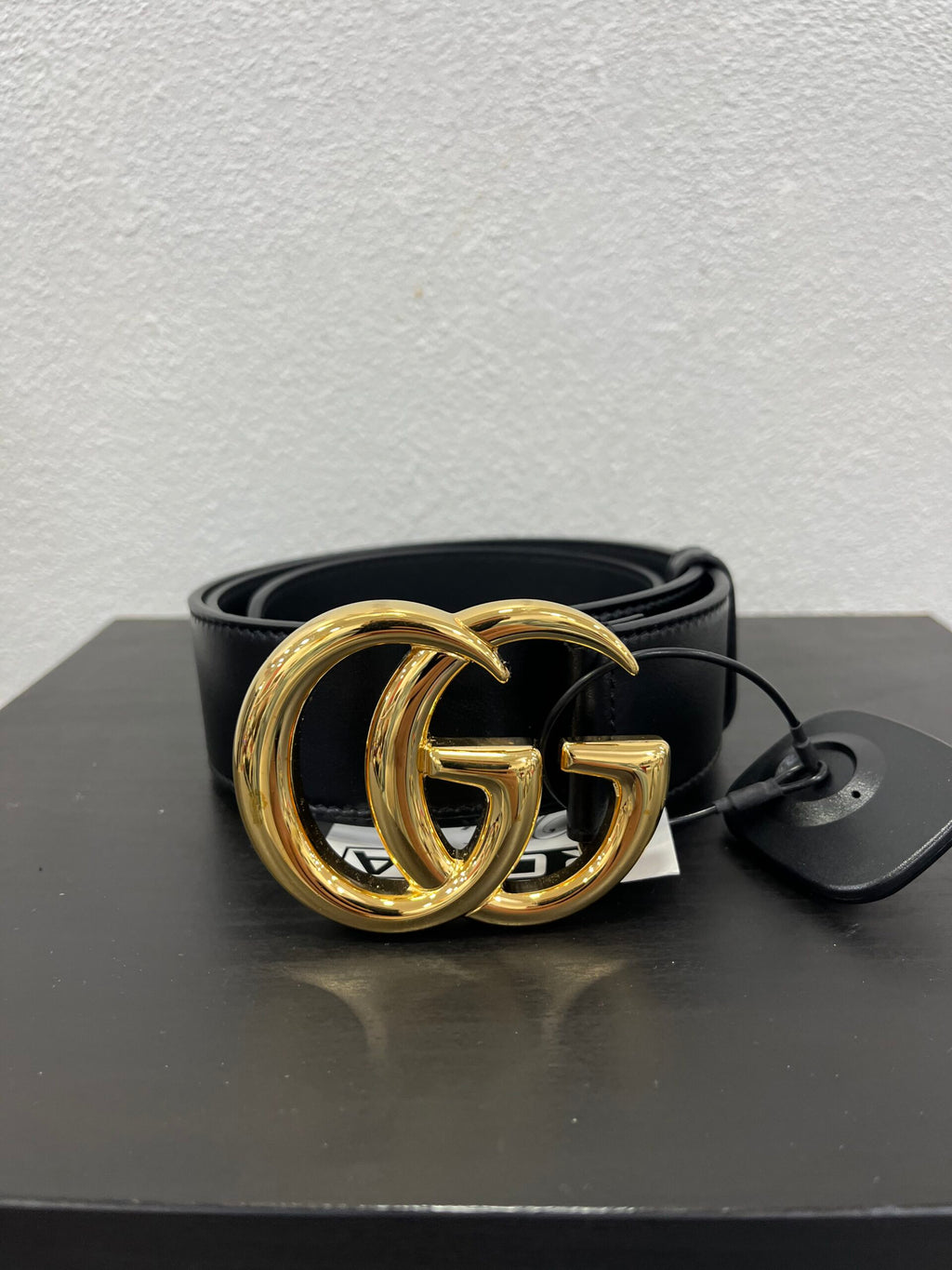Gucci cintura GG in pelle nera