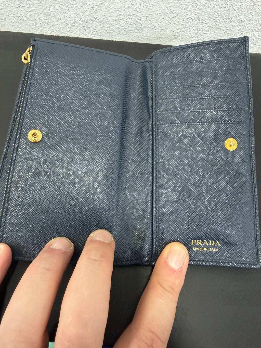 Prada Portafogli in Saffiano blu