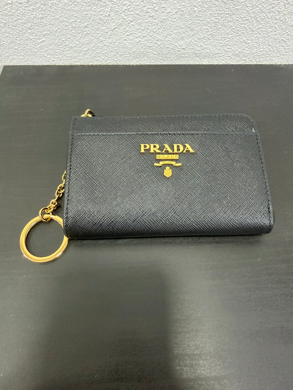 Prada Portamonete con gancio Saffiano