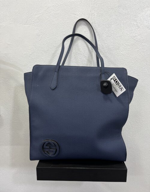 Gucci Shopping Interlocking in pelle blu