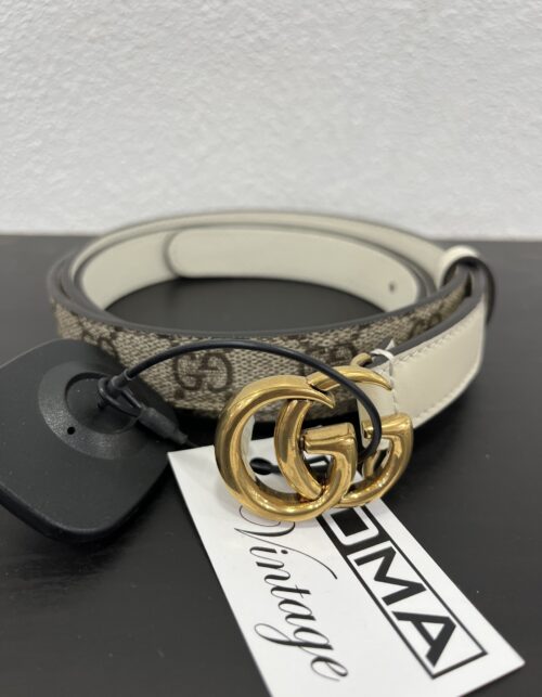 Gucci cintura GG supreme sottile Bianco