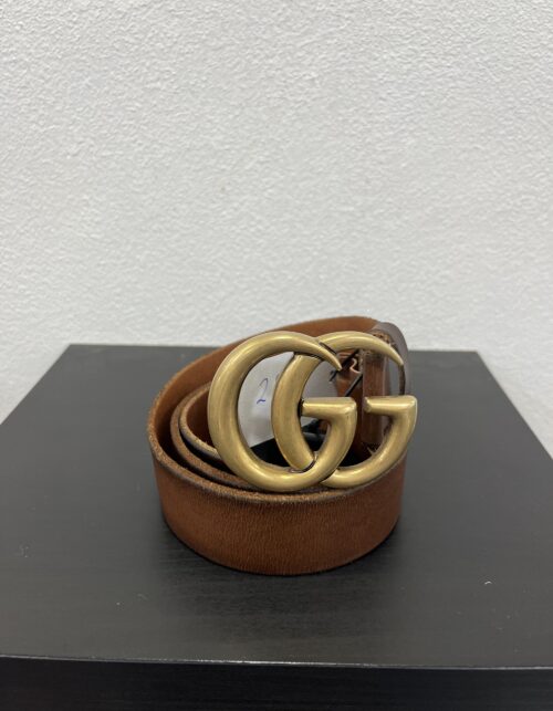 Gucci Cintura Marmont in Cuoio Marrone